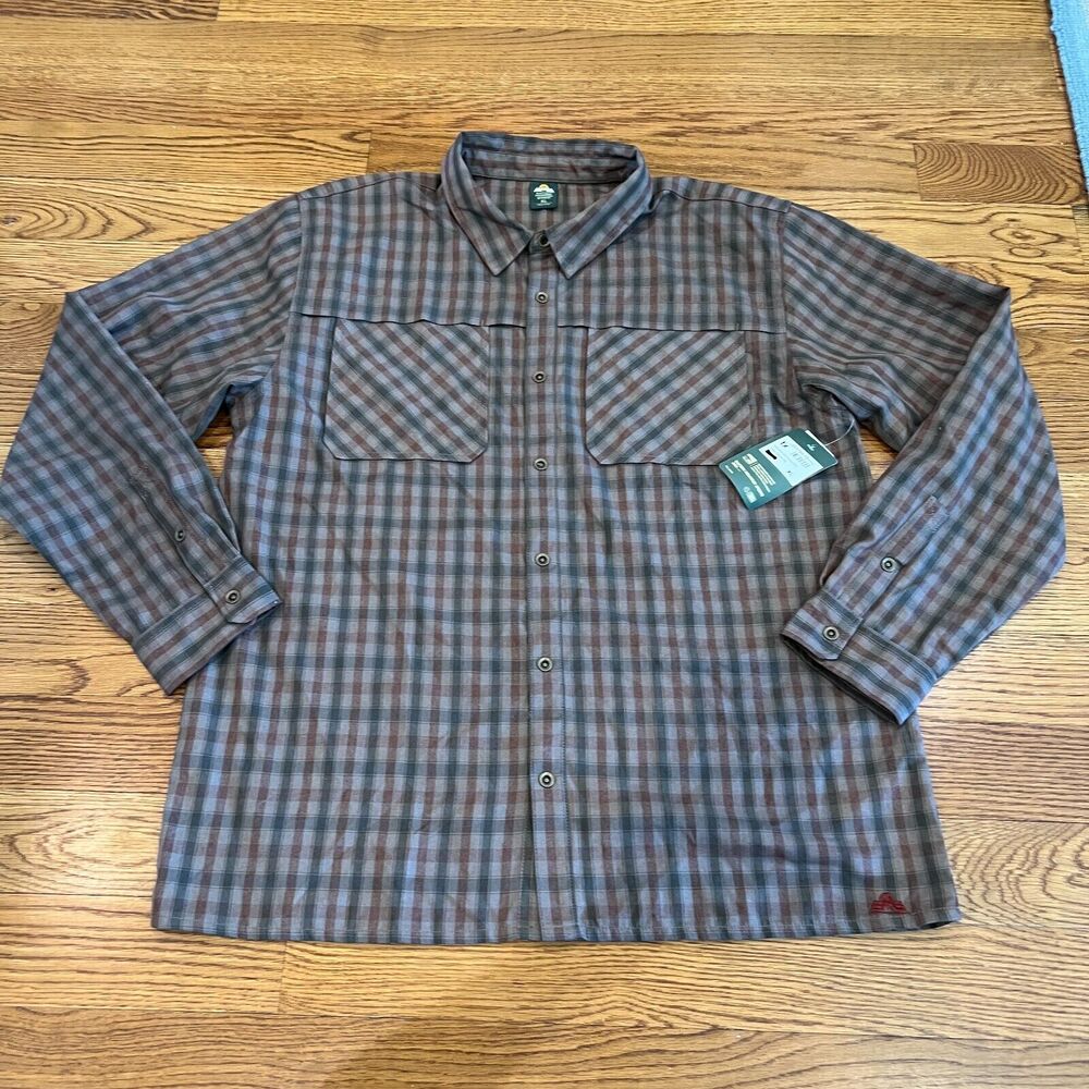 NWT Eastern Mountain‎ Sports Size XL Plaid Check Metal Snap Workwear Shirt